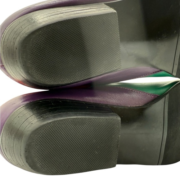 80's 90s Vintage Joyce California Color Block Slouched Soft Leather Half Boots 9 - Picture 11 of 12